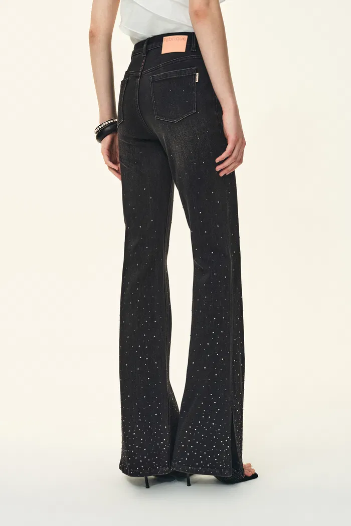 Gloria Side-Slit Flared Jeans in Microelastic Denim - Image 3
