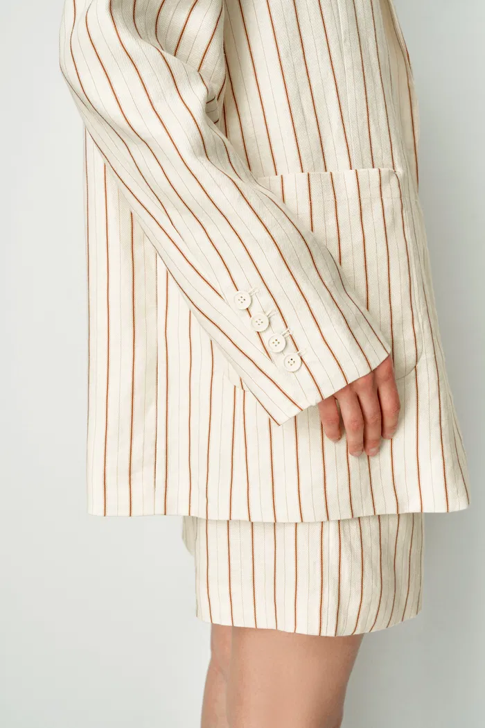 Godwick Striped Suit Blazer Jacket in Linen - Image 10