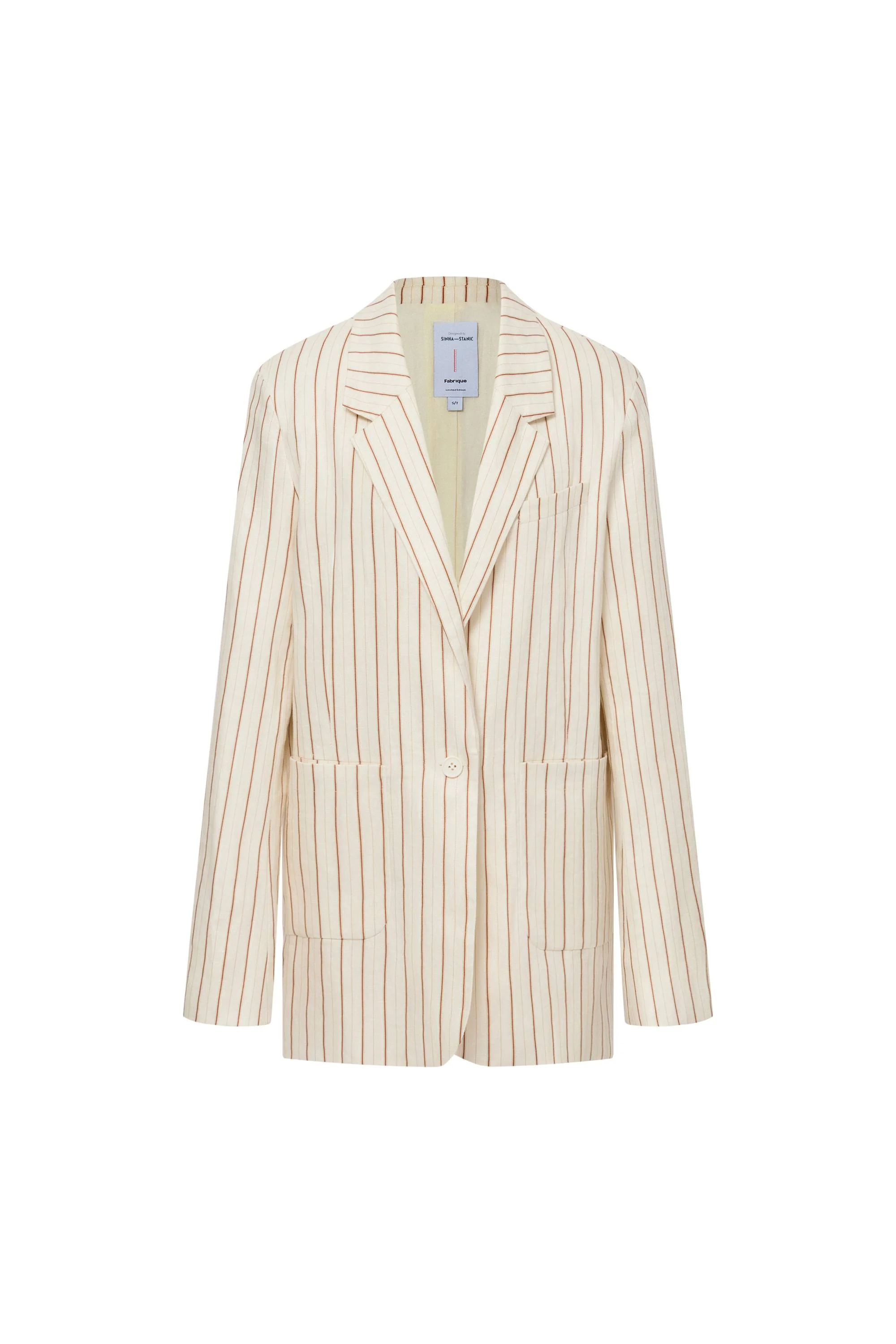 Godwick Striped Suit Blazer Jacket in Linen - Image 11