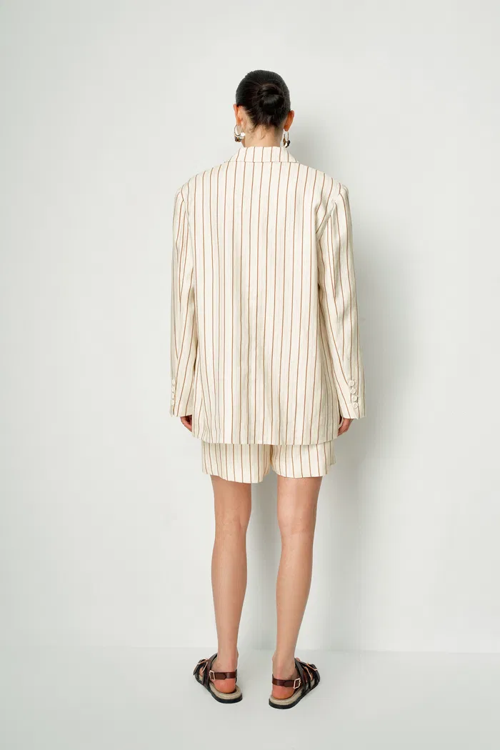 Godwick Striped Suit Blazer Jacket in Linen - Image 6