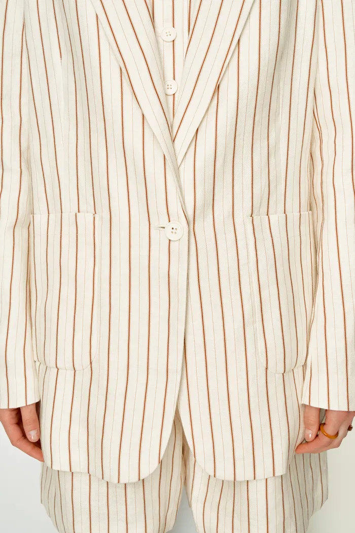 Godwick Striped Suit Blazer Jacket in Linen - Image 9