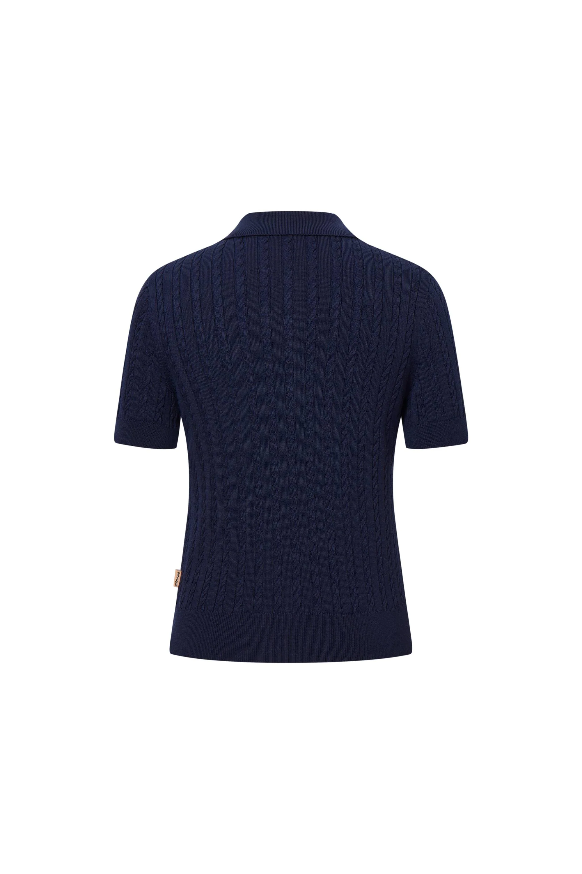 Gracia Blue Polo Top in High Stretch Cable Knit - Image 11