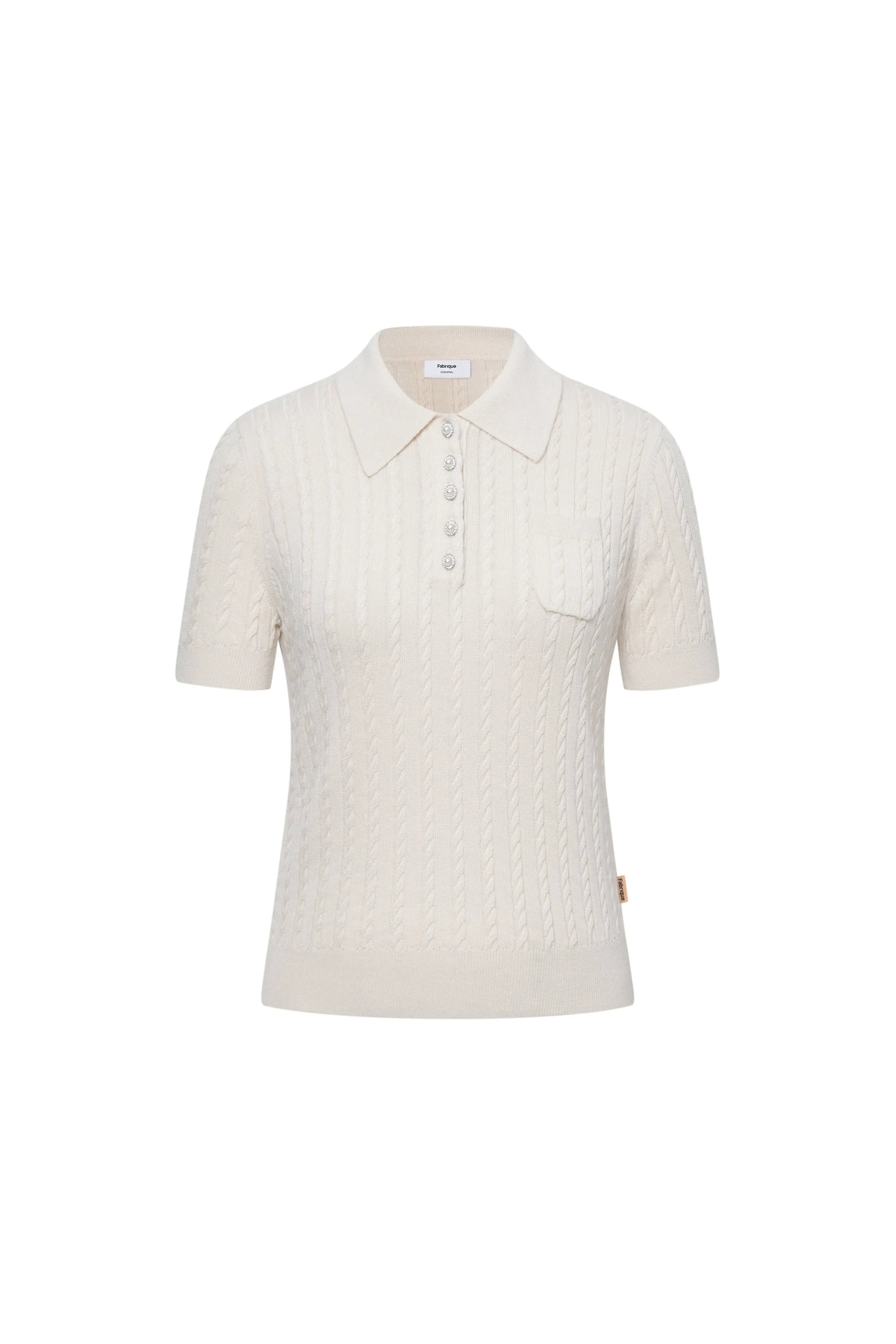 Gracia White Polo Top in High Stretch Knit - Image 10