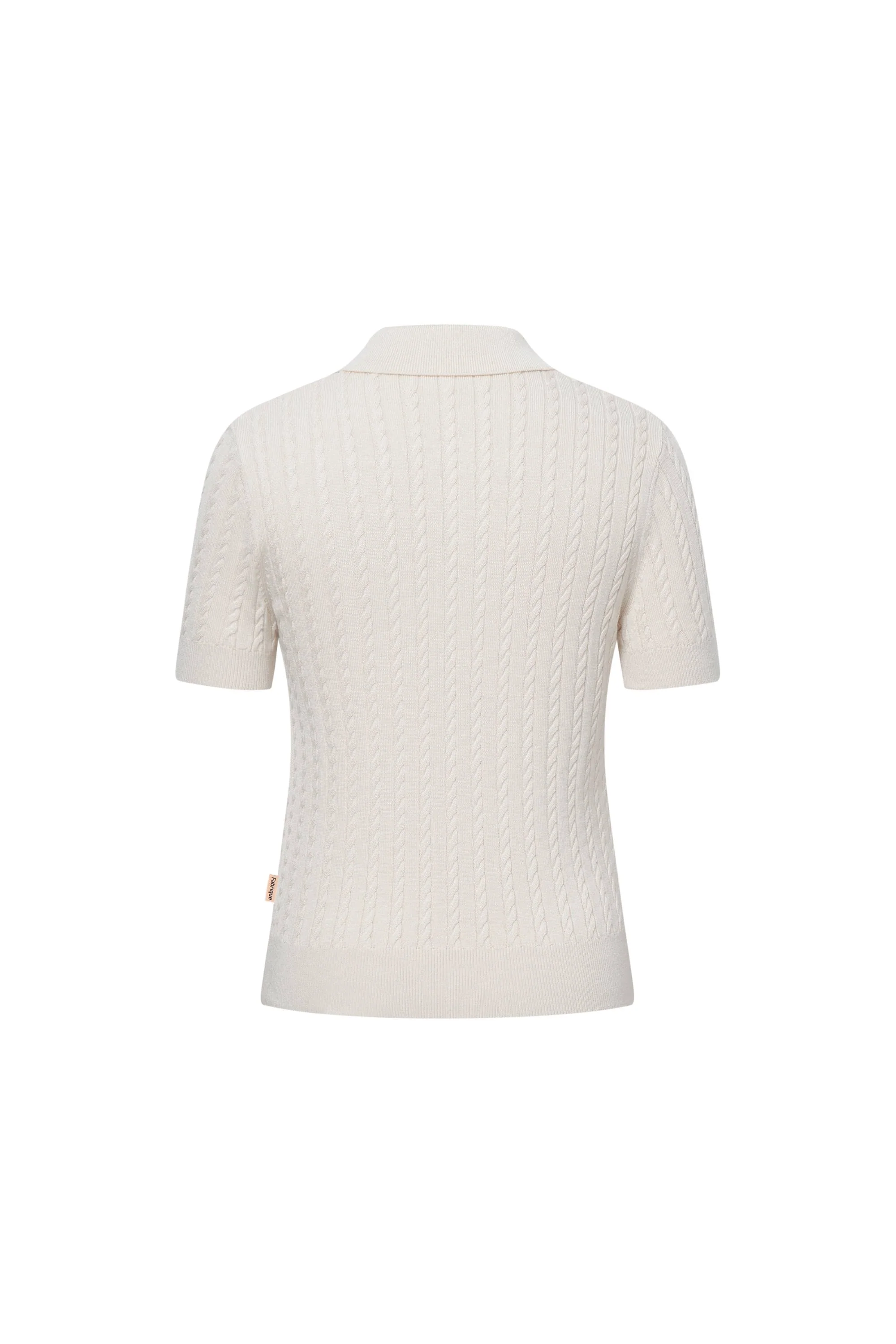 Gracia White Polo Top in High Stretch Knit - Image 11