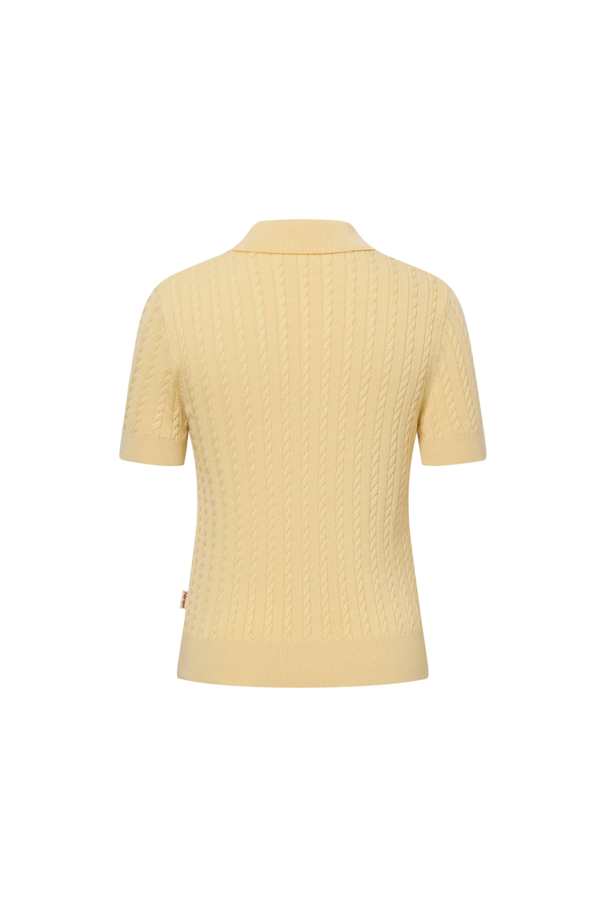 Gracia Yellow Polo Top in High Stretch Cable Knit - Image 11