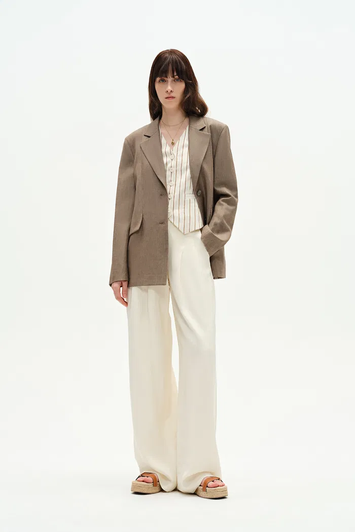 Graf Beige Blonde Suit Jacket in Linen Wool - Image 4