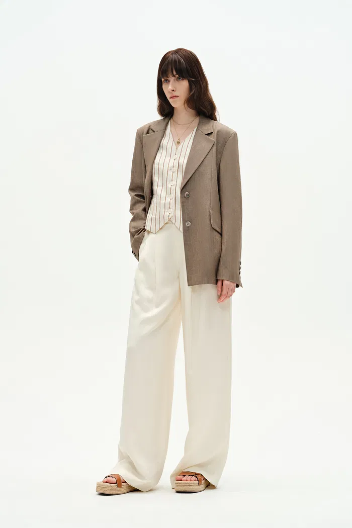 Graf Beige Blonde Suit Jacket in Linen Wool - Image 5