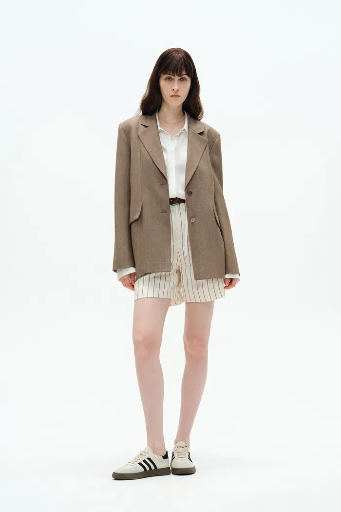 Graf Beige Blonde Suit Jacket in Linen Wool - Image 6