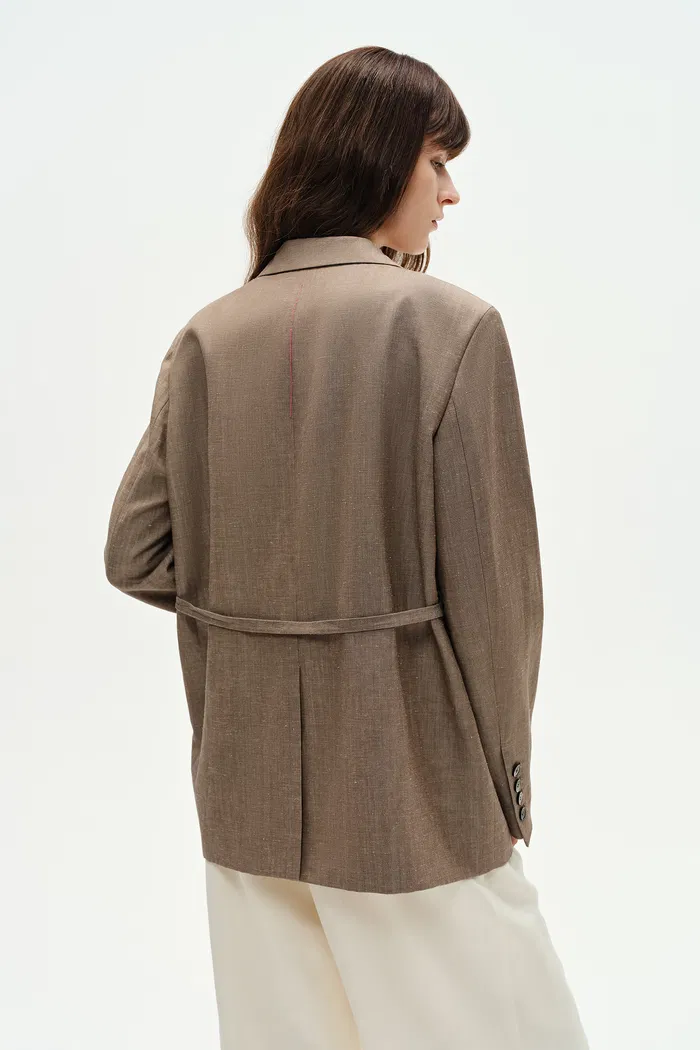 Graf Beige Blonde Suit Jacket in Linen Wool - Image 9