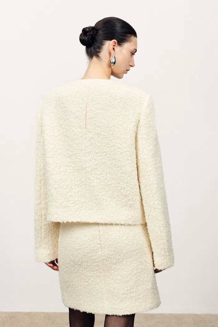 Grasse Textured Boxy Jacket and Skirt Matching Set in Boucle Wool Alpaca - Image 3