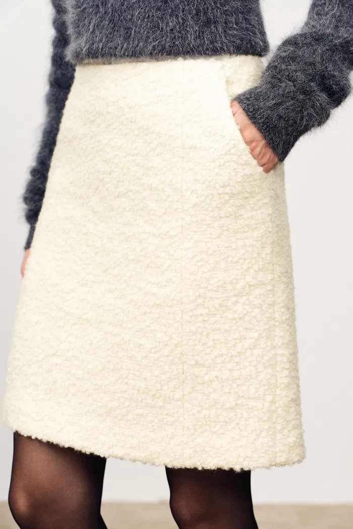 Grasse Textured Mini Skirt in Boucle Wool Alpaca - Image 6