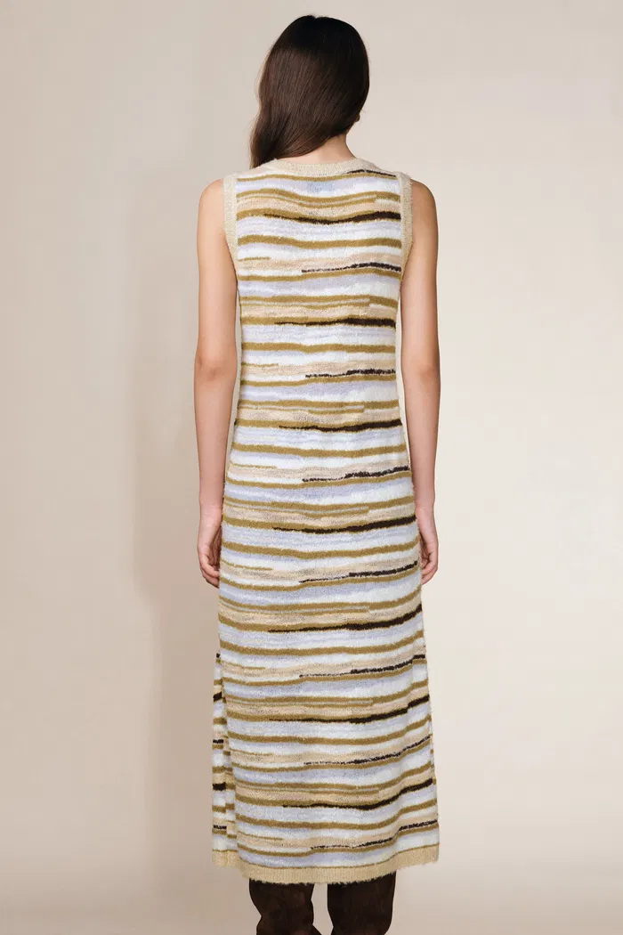 Green River Bouclé Mixed Stripe Tank Dress in Merino-Mohair Multi-Yarn - Image 2