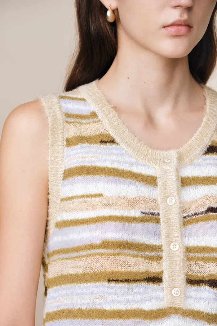Green River Bouclé Mixed Stripe Tank Dress in Merino-Mohair Multi-Yarn - Image 6