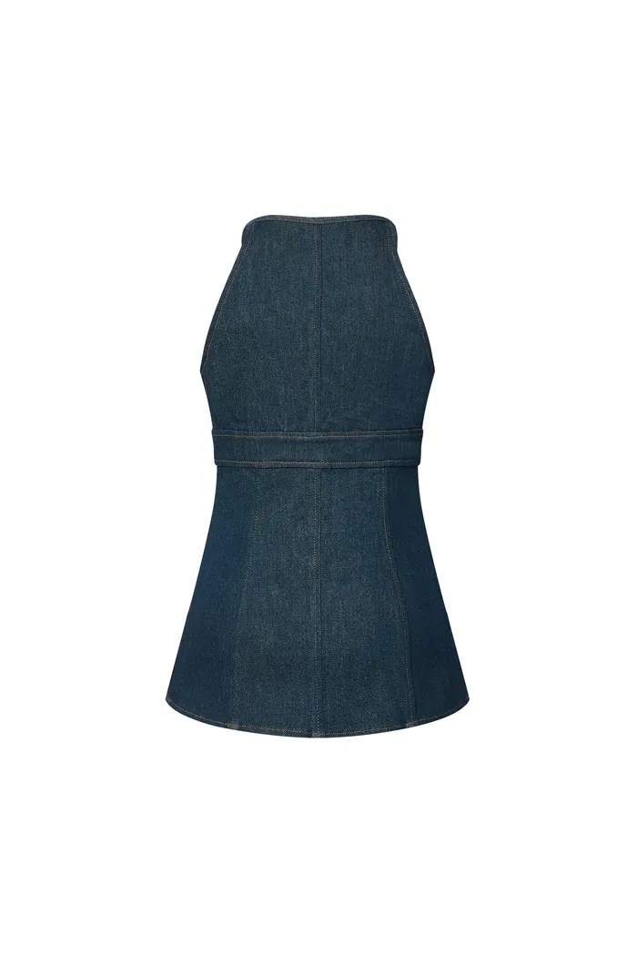 Gus Peplum Vest in Tencel Denim - Image 11