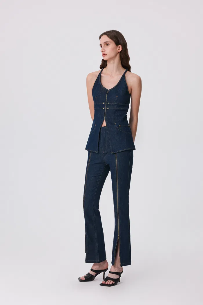 Gus Peplum Vest in Tencel Denim - Image 3