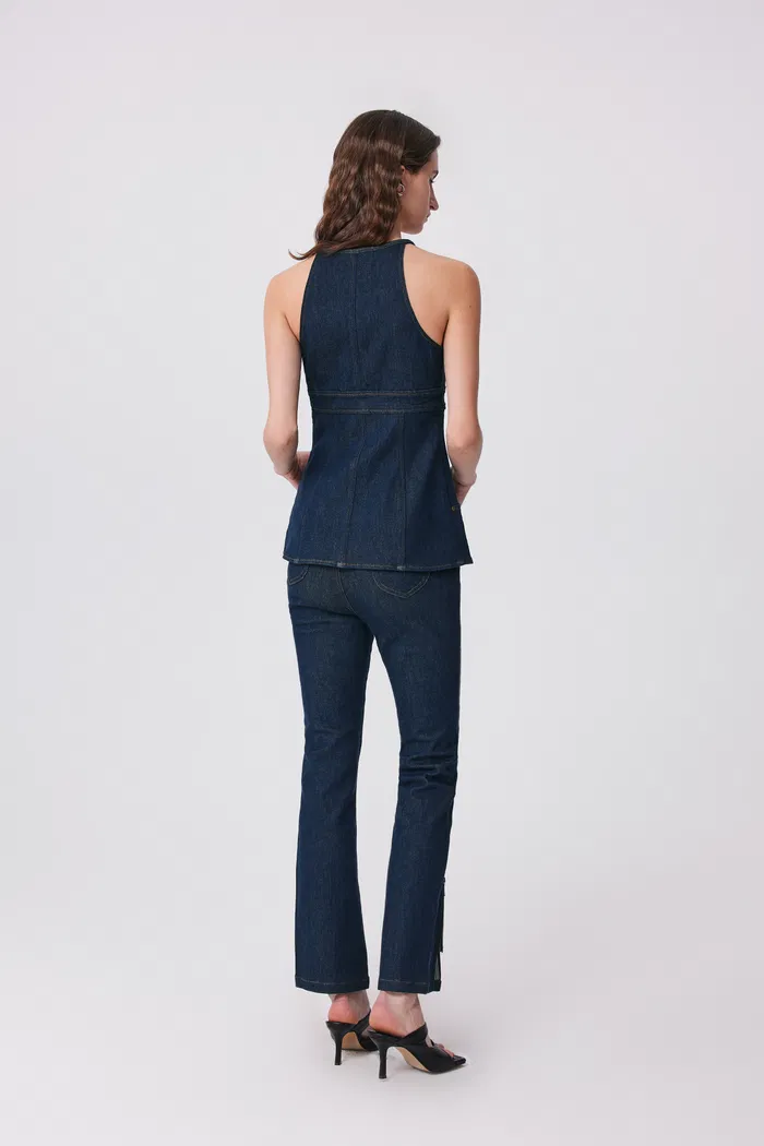 Gus Peplum Vest in Tencel Denim - Image 4