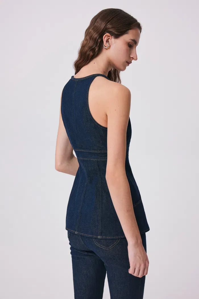 Gus Peplum Vest in Tencel Denim - Image 5