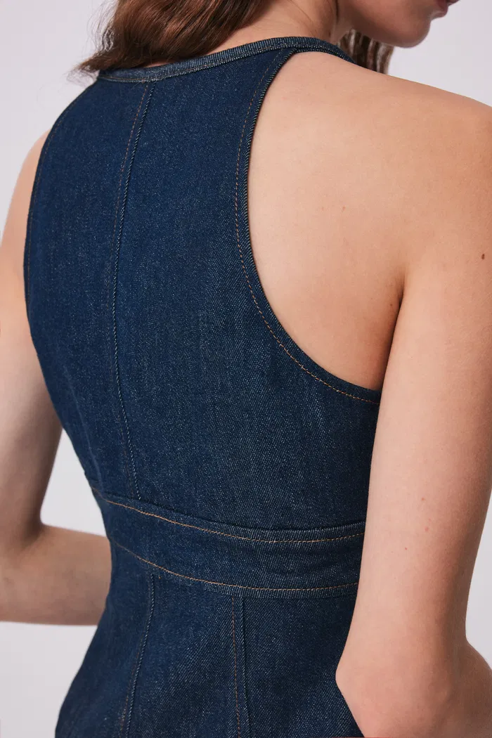 Gus Peplum Vest in Tencel Denim - Image 7