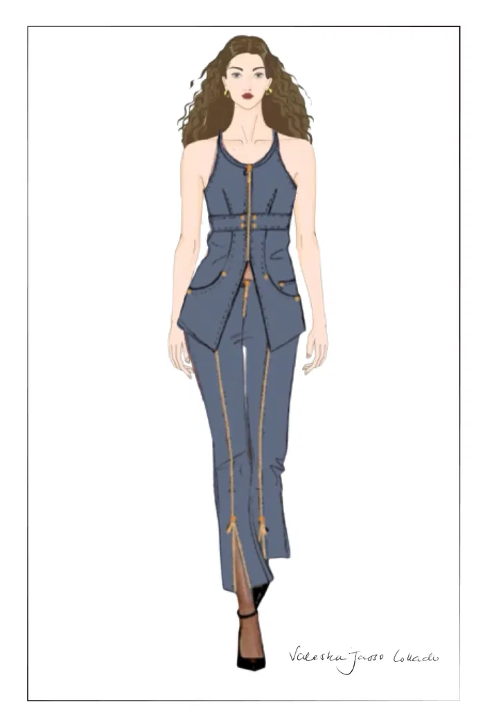 Gus Peplum Vest in Tencel Denim - Image 9