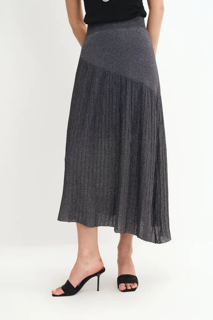 Hadley Slanted Hem Skirt in Metallic Yarn - Image 3
