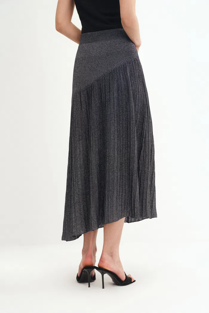 Hadley Slanted Hem Skirt in Metallic Yarn - Image 5