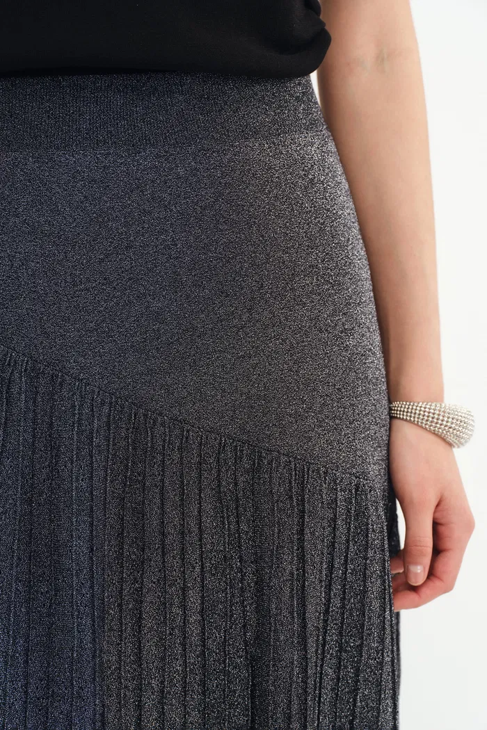 Hadley Slanted Hem Skirt in Metallic Yarn - Image 6