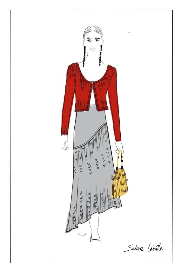 Hadley Slanted Hem Skirt in Metallic Yarn - Image 8