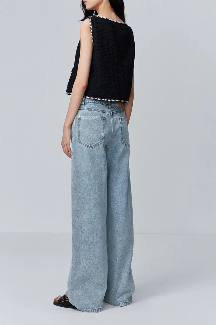 Hailey Contrast Trim Vest in Herringbone Tweed - Image 4