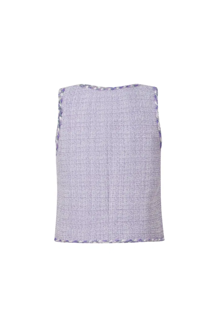 Hailey Contrast Trim Vest in Herringbone Tweed - Image 11