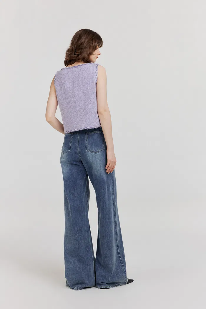 Hailey Contrast Trim Vest in Herringbone Tweed - Image 4