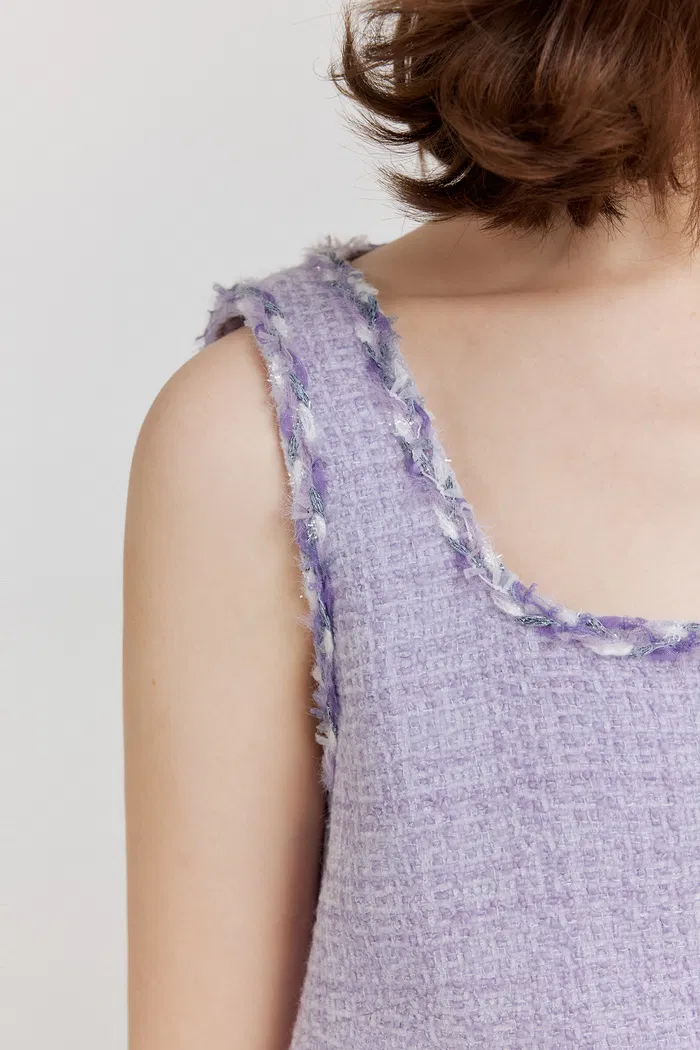Hailey Contrast Trim Vest in Herringbone Tweed - Image 8
