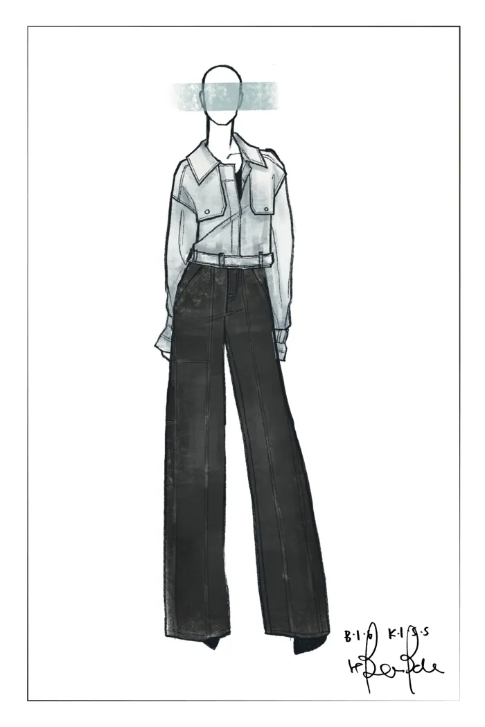 Halle Washed Short Trench Inspired Jacket in Light Blue Denim - Image 8