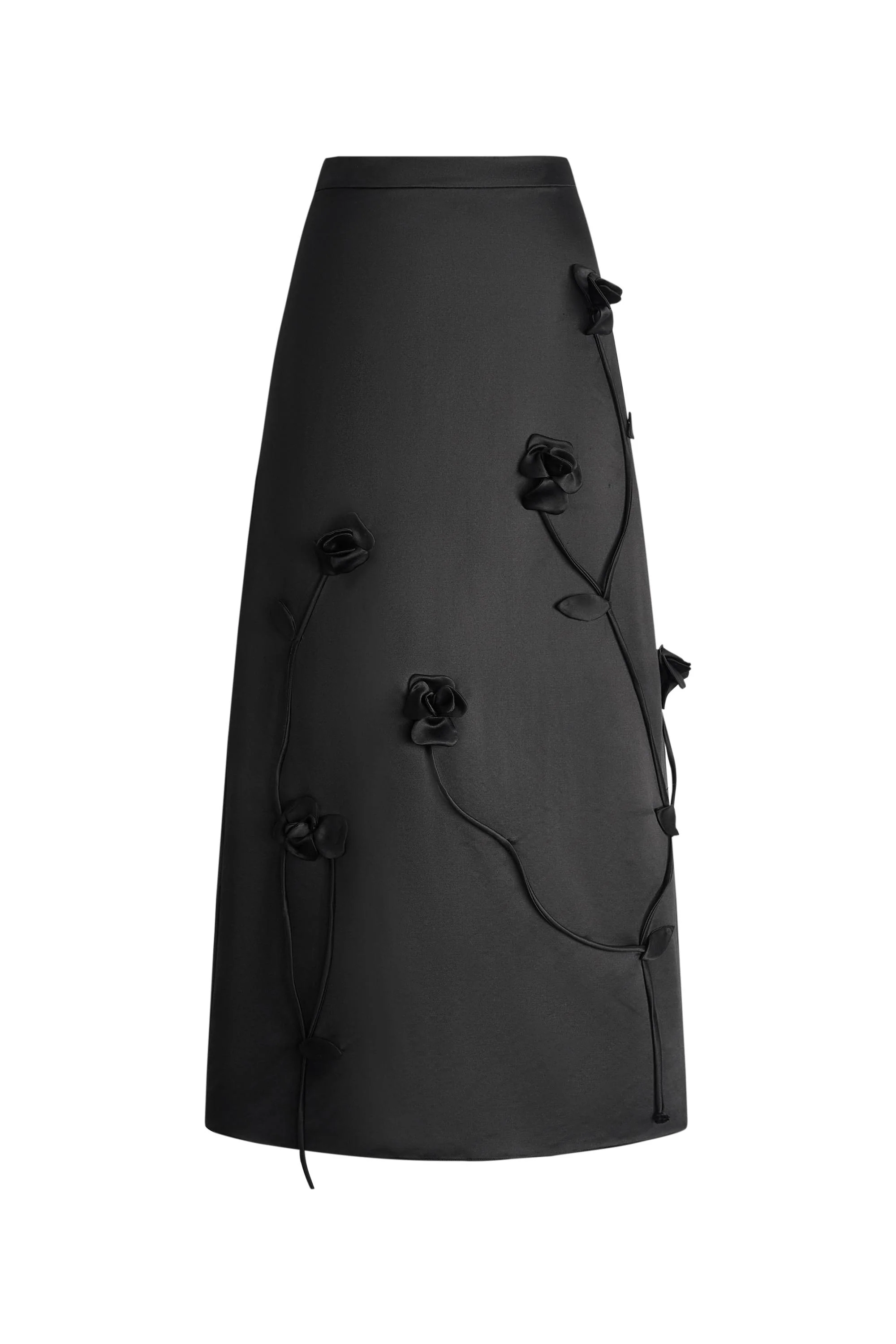 Hana 3D Flora Studded Maxi Skirt in Silk-Wool Satin - Image 7
