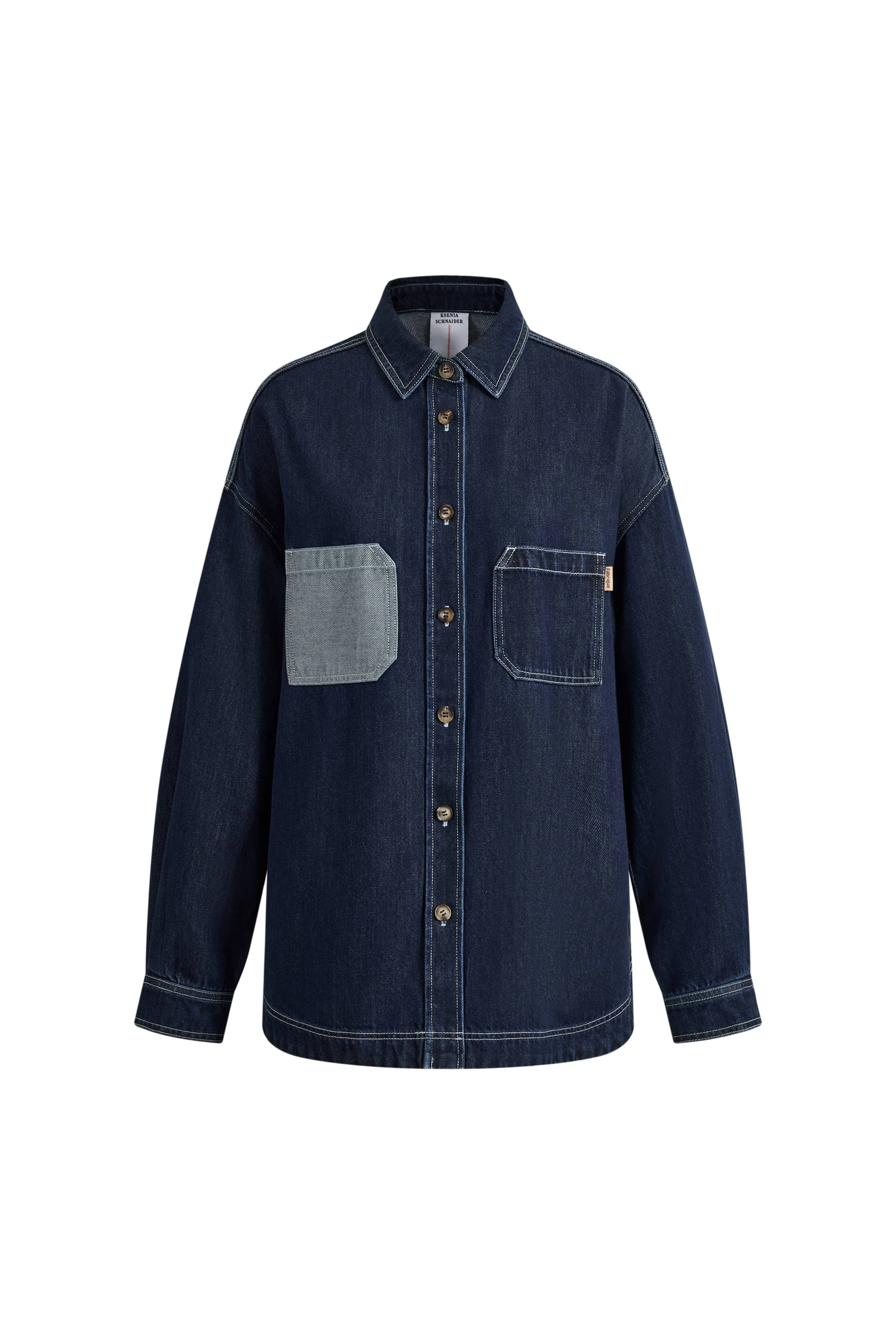 Harlow Contrast Stitch Denim Shirt and Shorts Set in Lightweight Cotton Denim - Image 7
