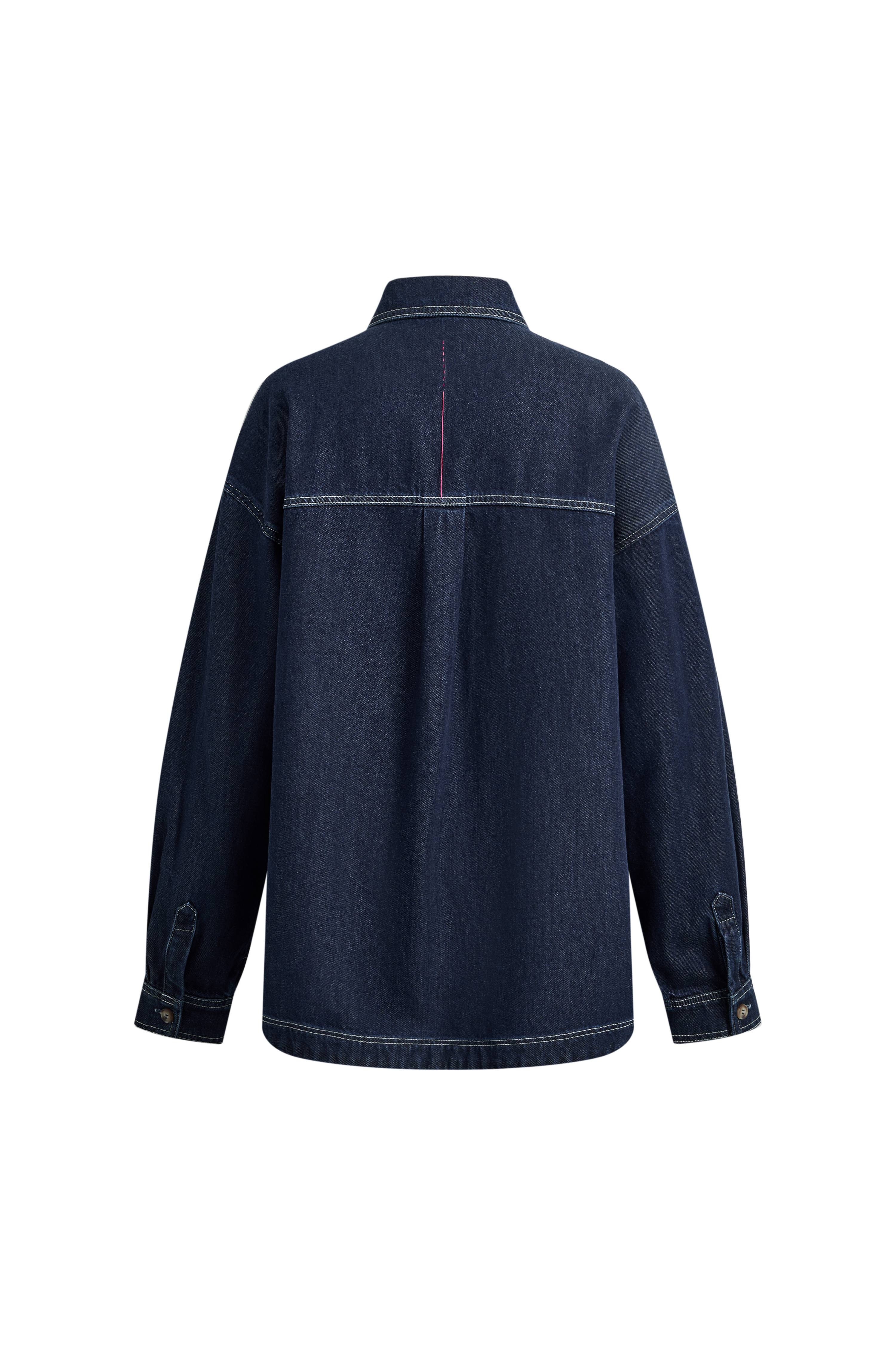 Harlow Contrast Stitch Denim Shirt and Shorts Set in Lightweight Cotton Denim - Image 8
