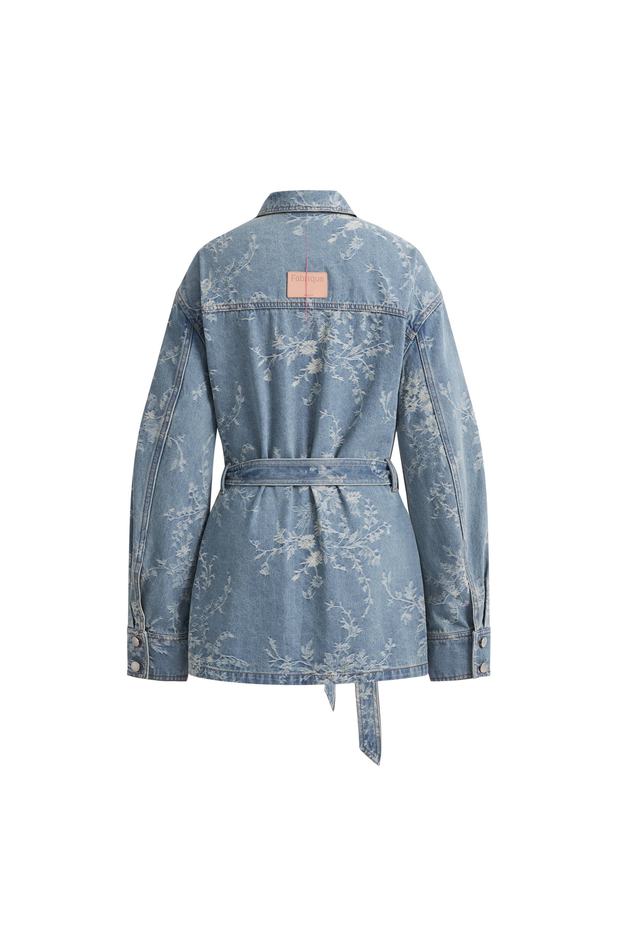 Harper Floral Safari Utility Jacket in Jacquard Denim - Image 10