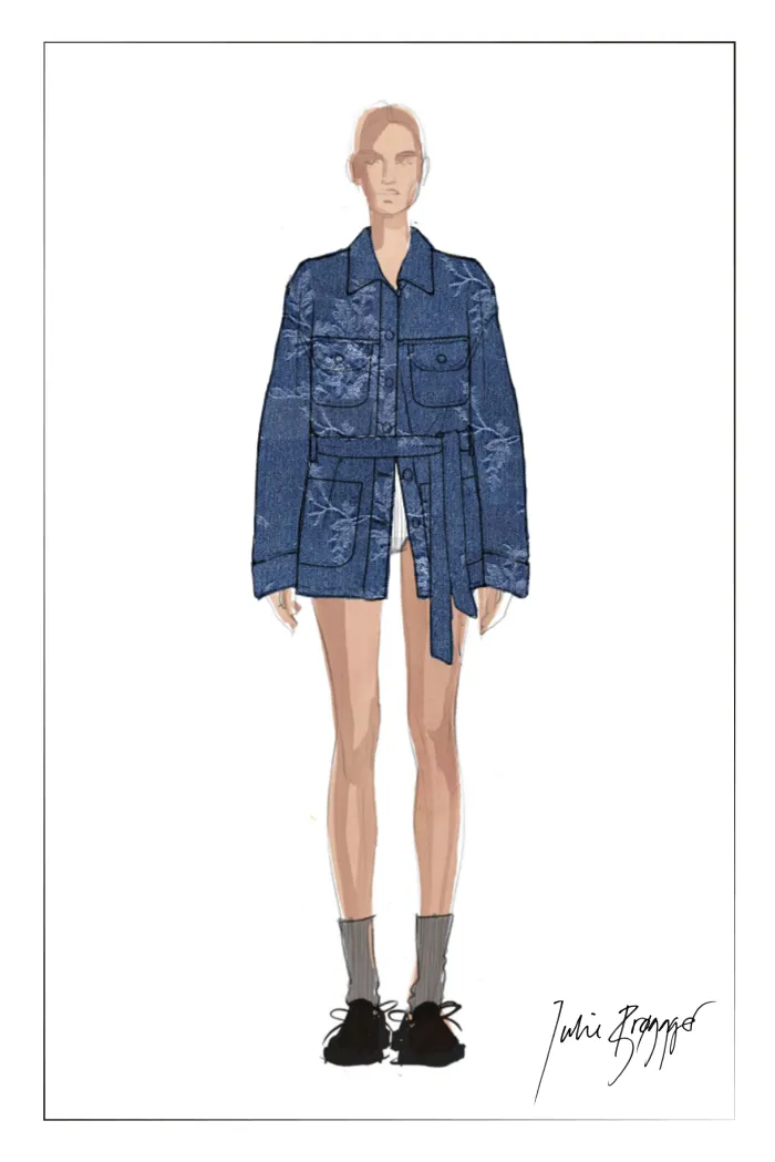 Harper Floral Safari Utility Jacket in Jacquard Denim - Image 8