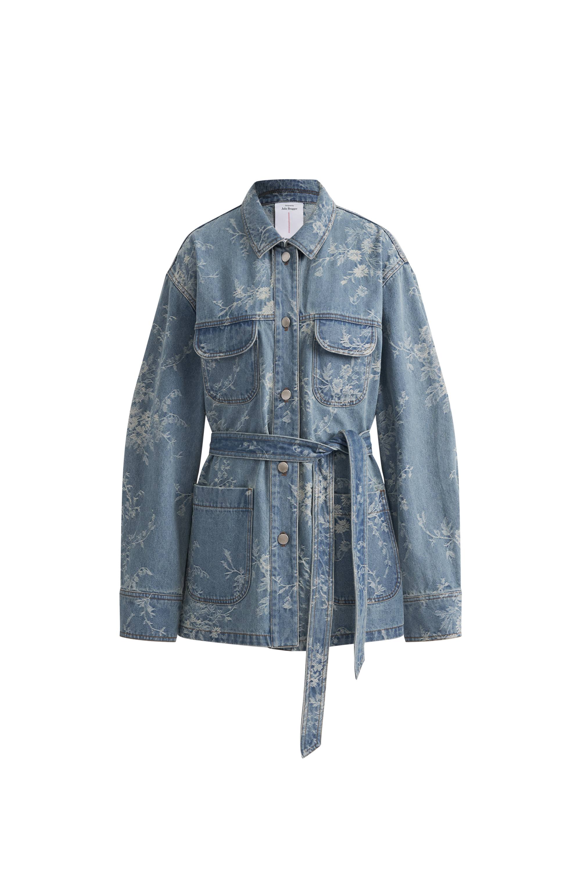 Harper Floral Safari Utility Jacket in Jacquard Denim - Image 9