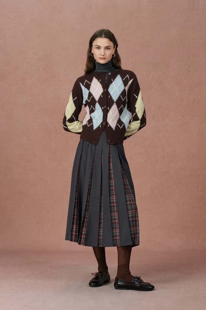 Hart Argyle Short Cardigan in Wool Cashmere Blend Knit - Image 5