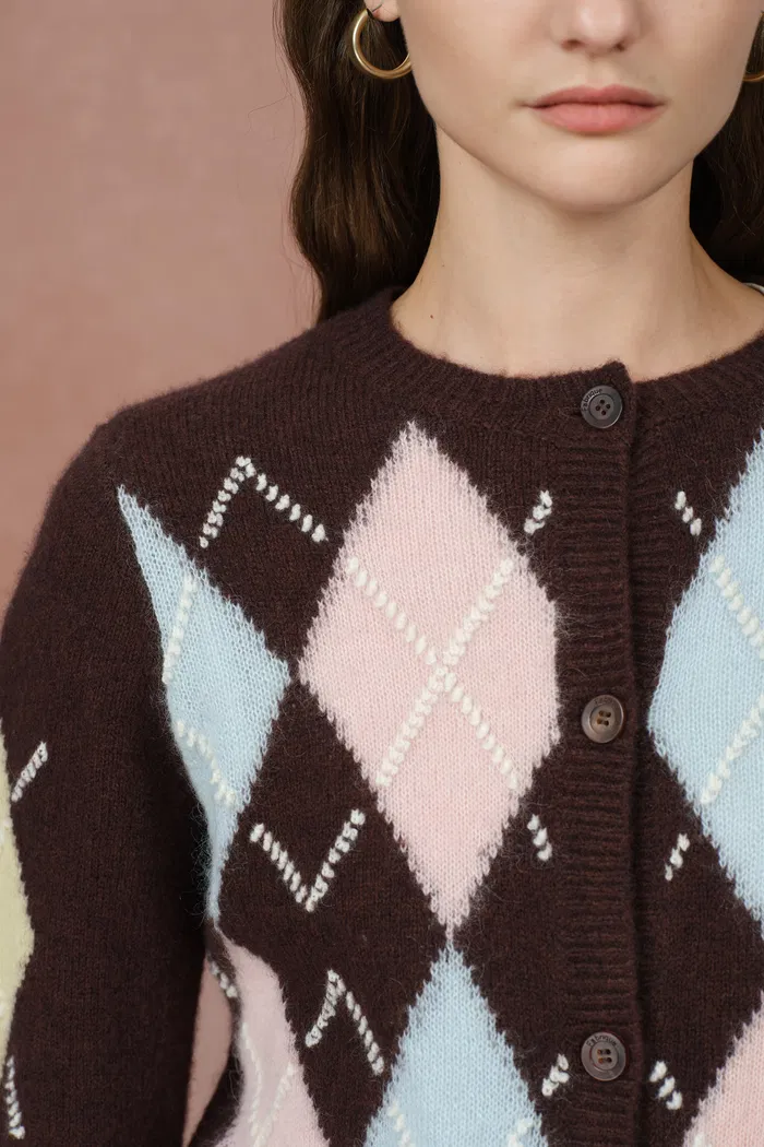 Hart Argyle Short Cardigan in Wool Cashmere Blend Knit - Image 7