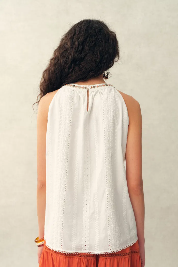Hazel Halter Neck Sleeveless Top and Pants Matching Set in Cotton - Image 3