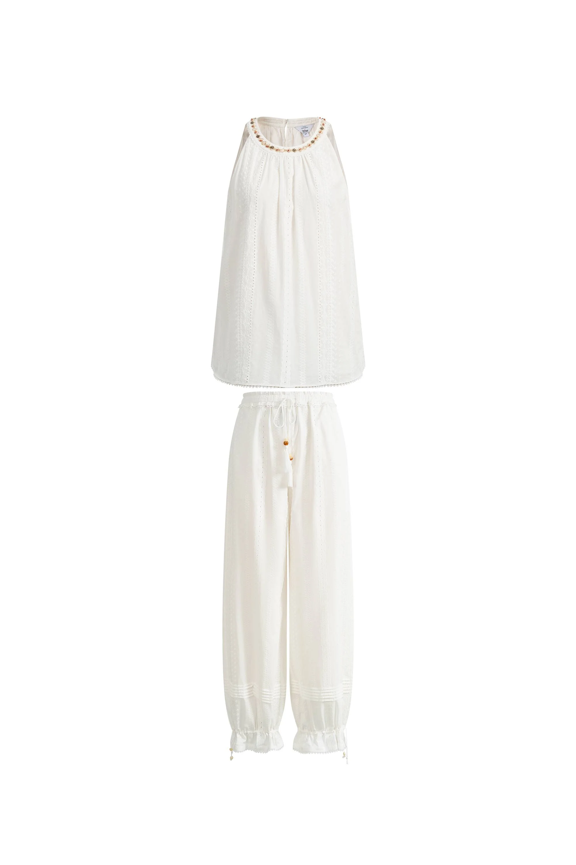 Hazel Halter Neck Sleeveless Top and Pants Matching Set in Cotton - Image 8