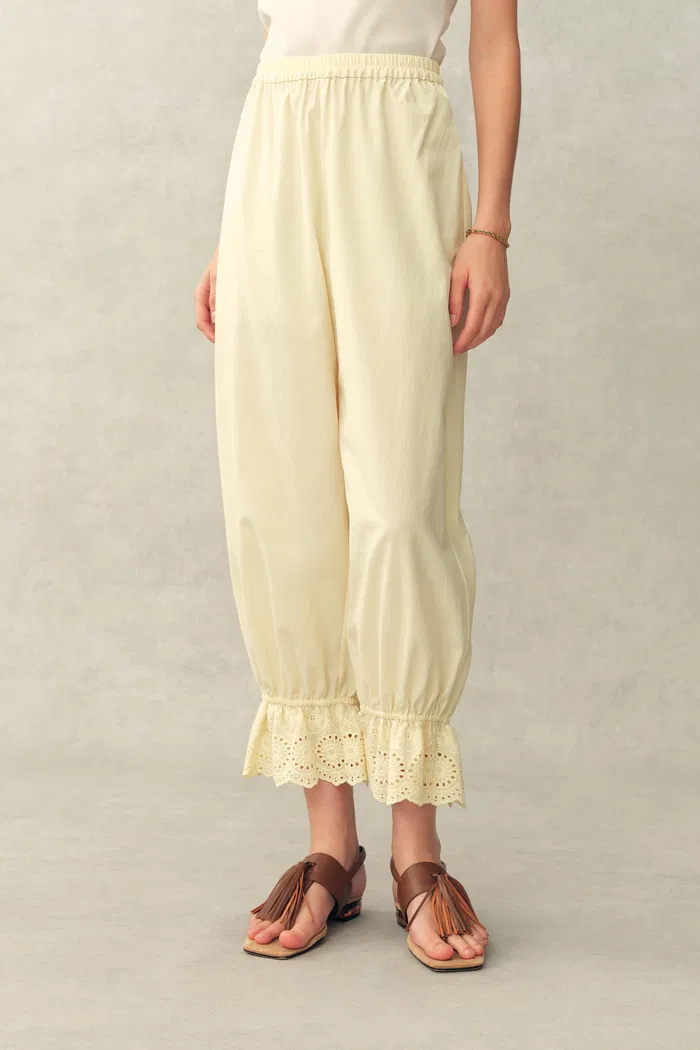 Hazel Lace Panel Halterneck Sleeveless Top and Pants Set in Silk Cotton Blend - Image 5