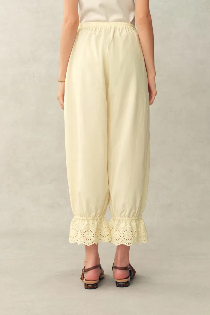 Hazel Lace Panel Halterneck Sleeveless Top and Pants Set in Silk Cotton Blend - Image 6