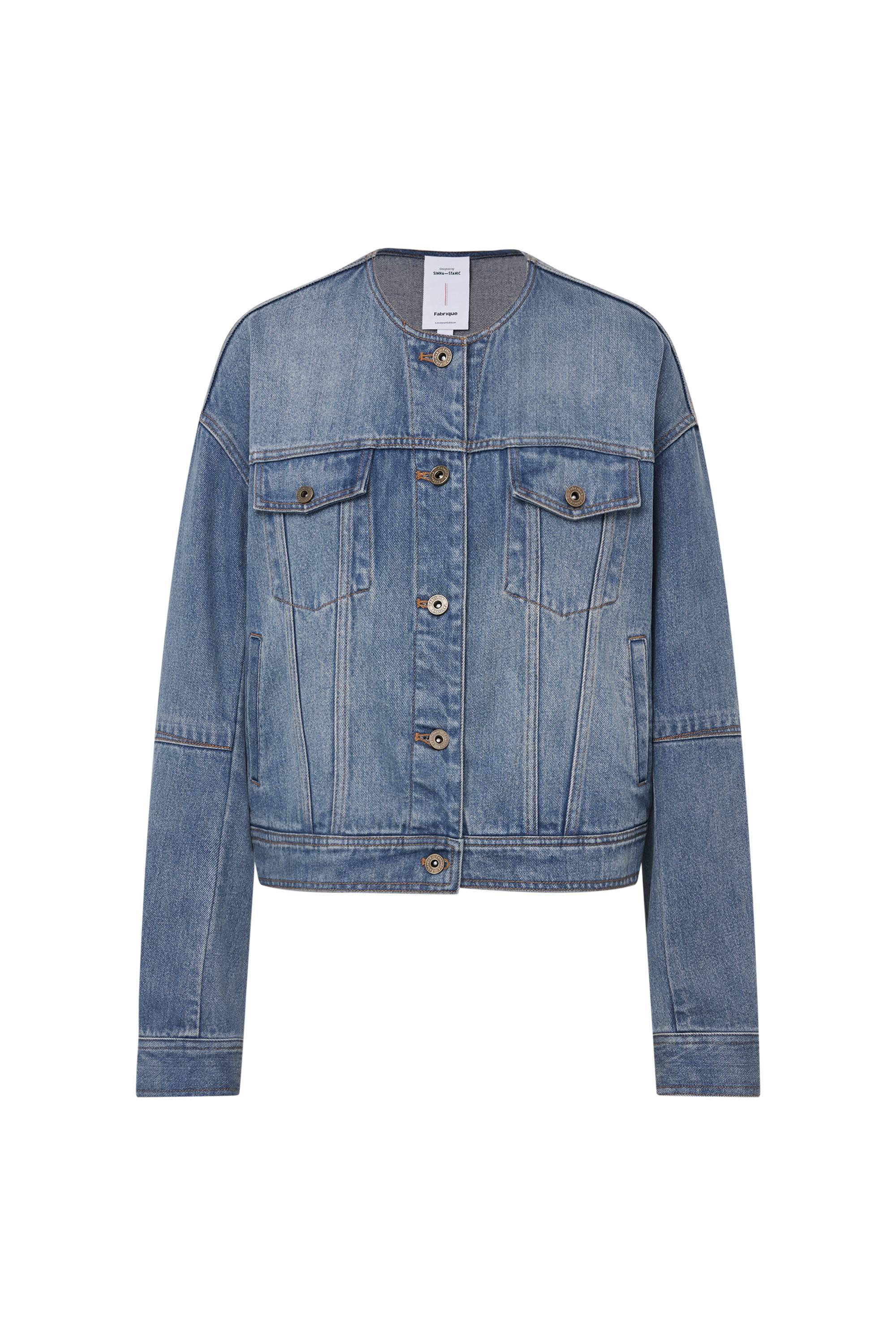 Helmingham Round Neck Jacket in Lyocell Denim - Image 10