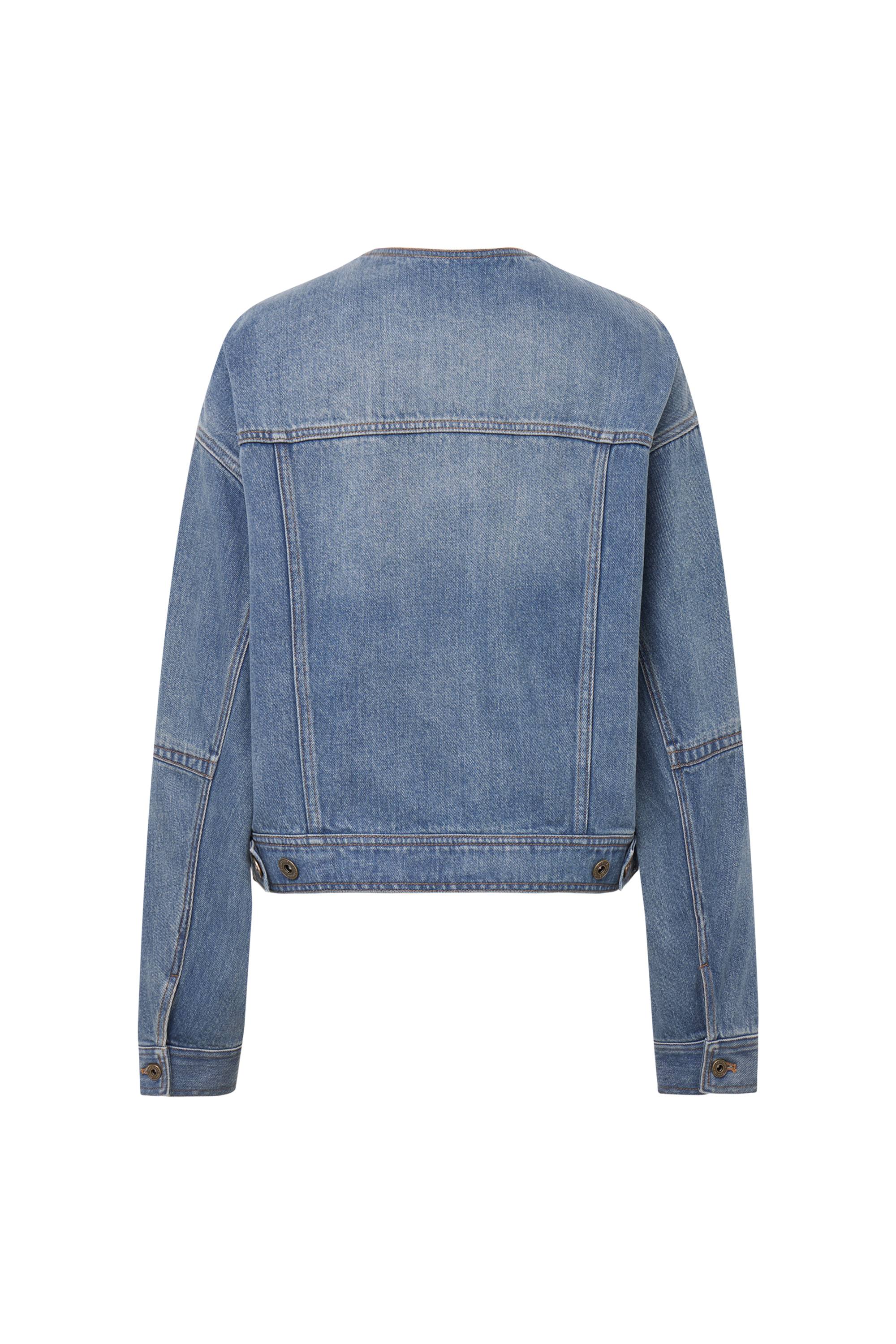 Helmingham Round Neck Jacket in Lyocell Denim - Image 11