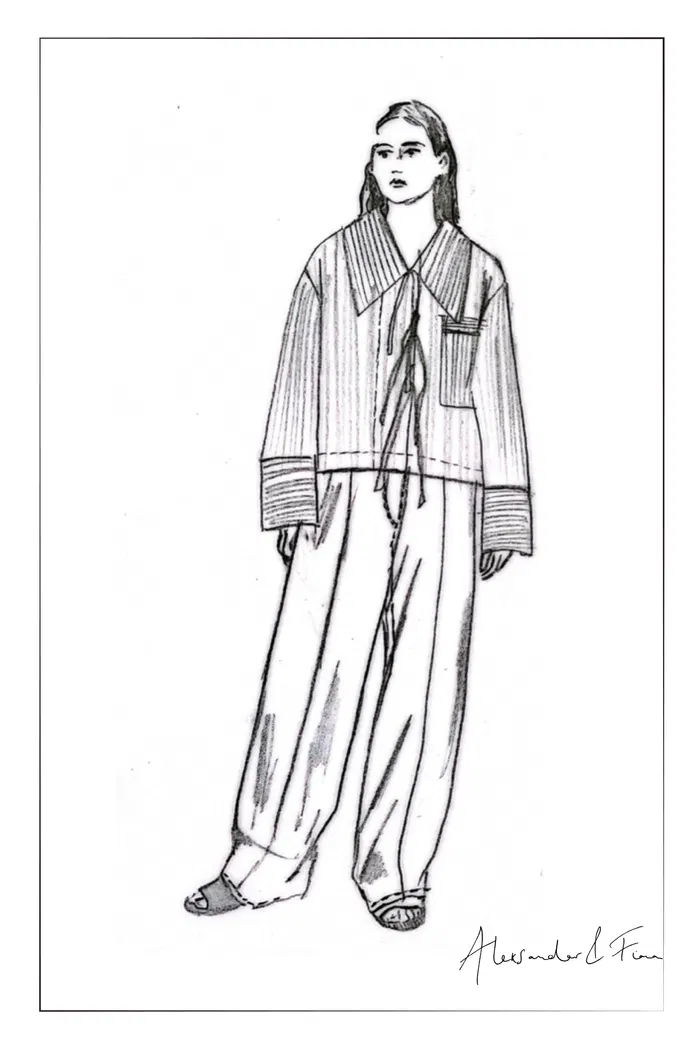 Holkham Oversized Collar Striped shirt in Cotton Blend Poplin - Image 10