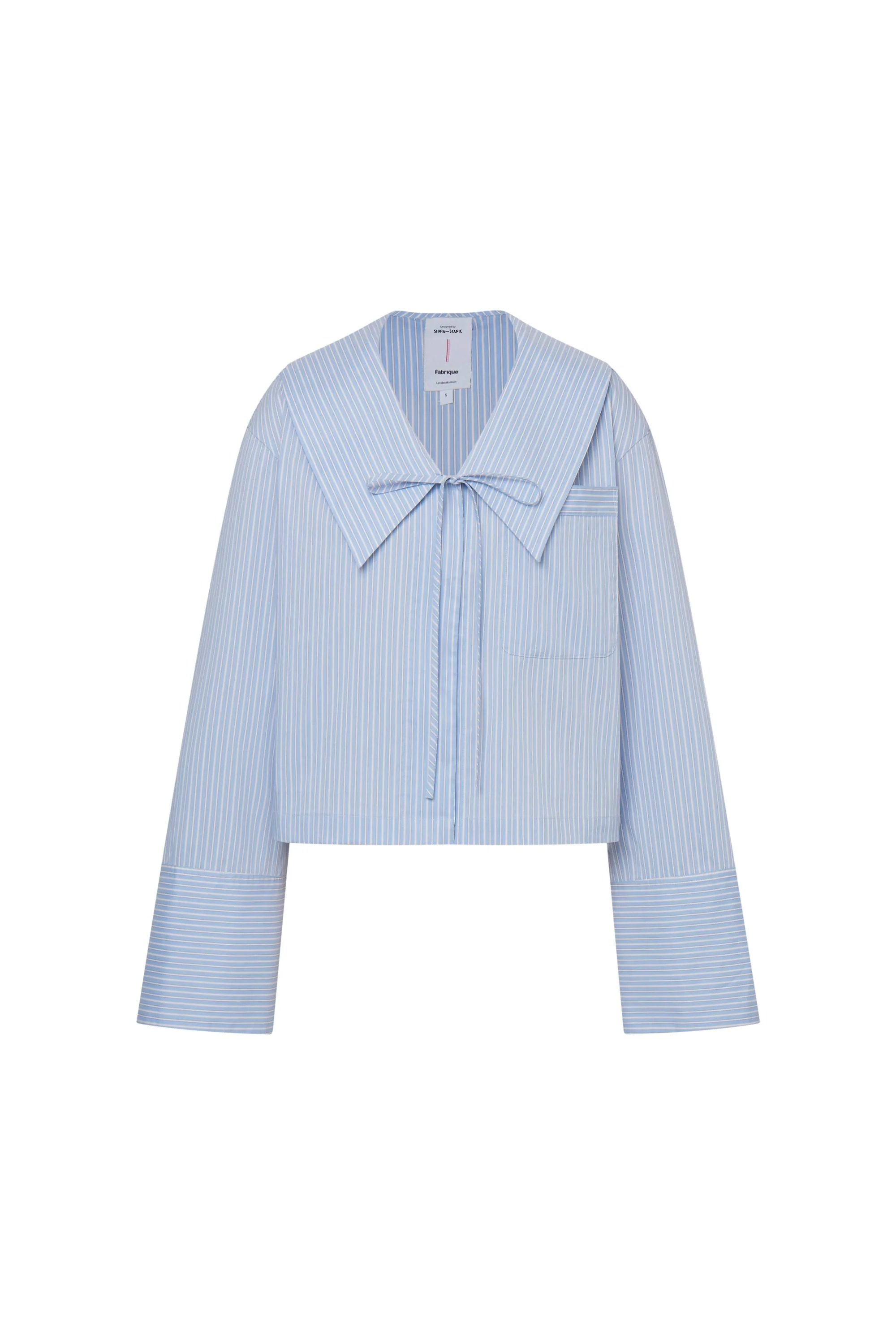 Holkham Oversized Collar Striped shirt in Cotton Blend Poplin - Image 11