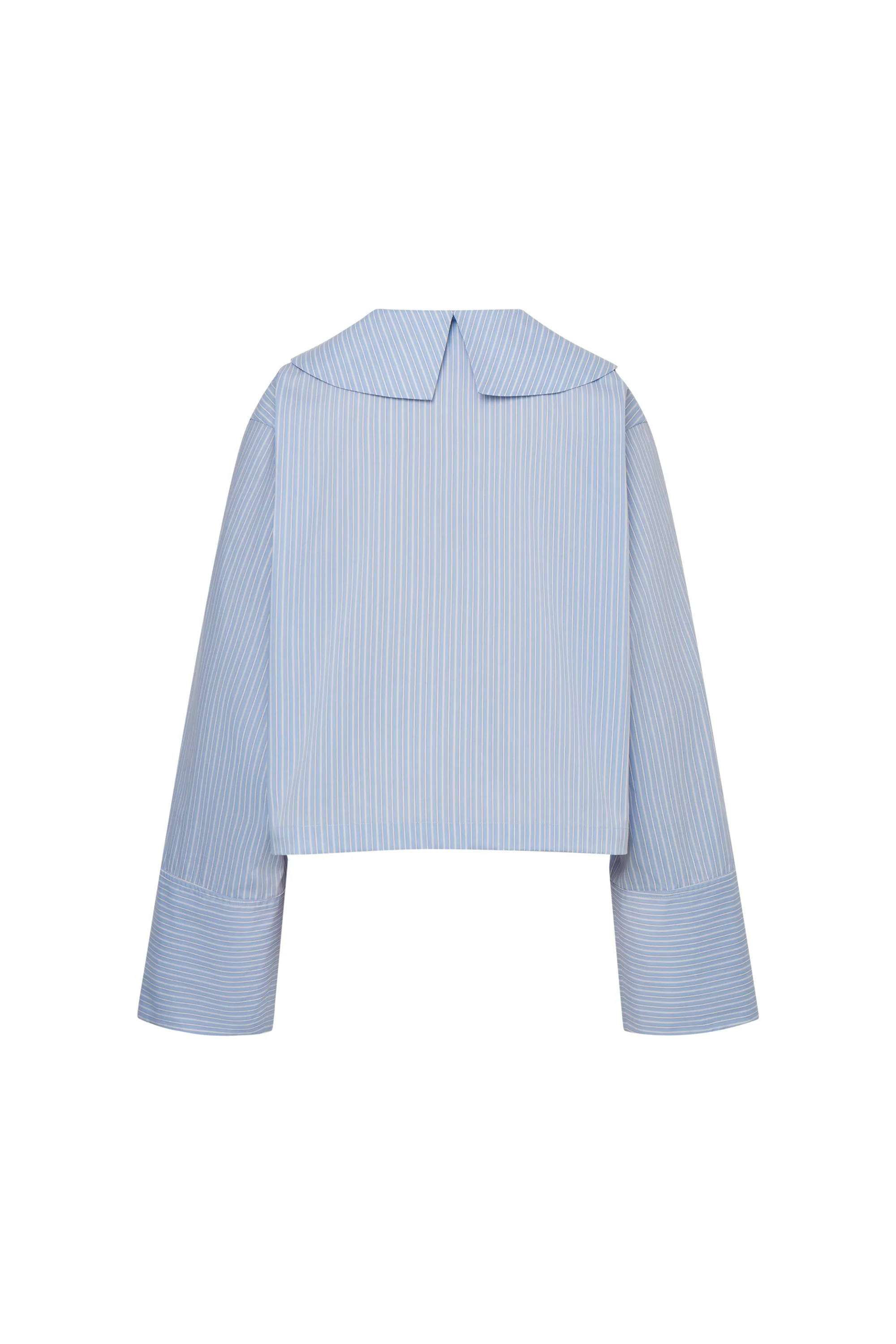Holkham Oversized Collar Striped shirt in Cotton Blend Poplin - Image 12