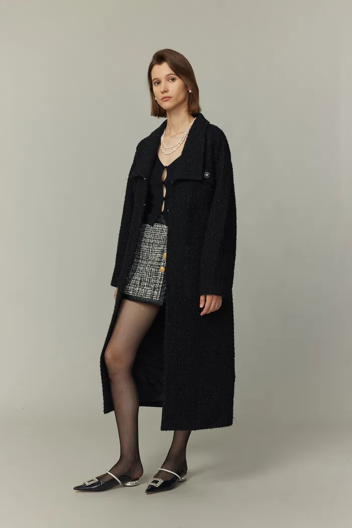 Hortensia Coat in Wool Blend Metallic Thread Tweed - Image 3